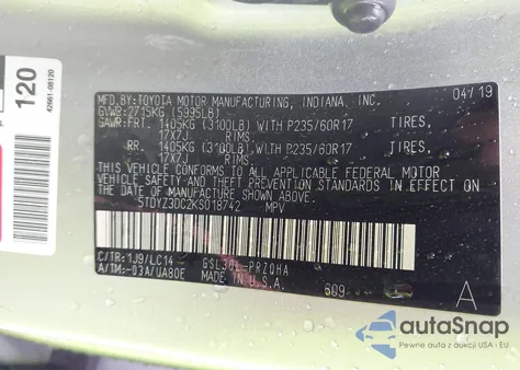 2019 Toyota Sienna Xle 8 Passenger from USA, damaged, VIN 5TDYZ3DC2KS018742